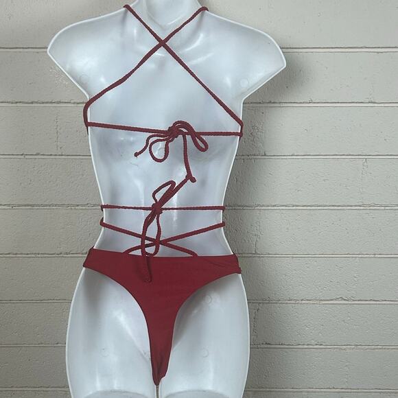 Beach Bum Bikinis One Piece Red Swimsuit size S - Picture 2 of 8